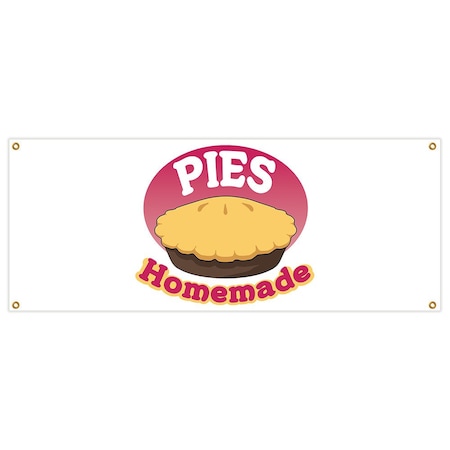 Signmission Pies Homemade Banner Heavy Duty 13 Oz Vinyl with Grommets Single Sided B-Pies Homemade